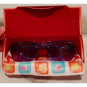 Vintage Polo Jeans Co Ralph Lauren Purple Aviator Sunglasses Y2K w Case